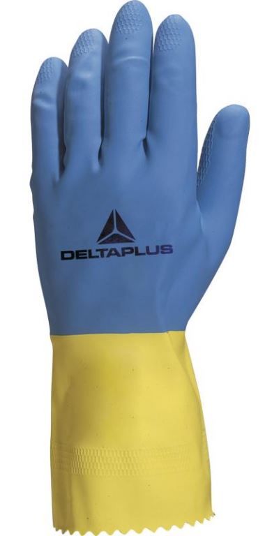 Gant de ménage latex bleu / jaune 30cm Duocolor VE330 - DELTA PLUS - Paire