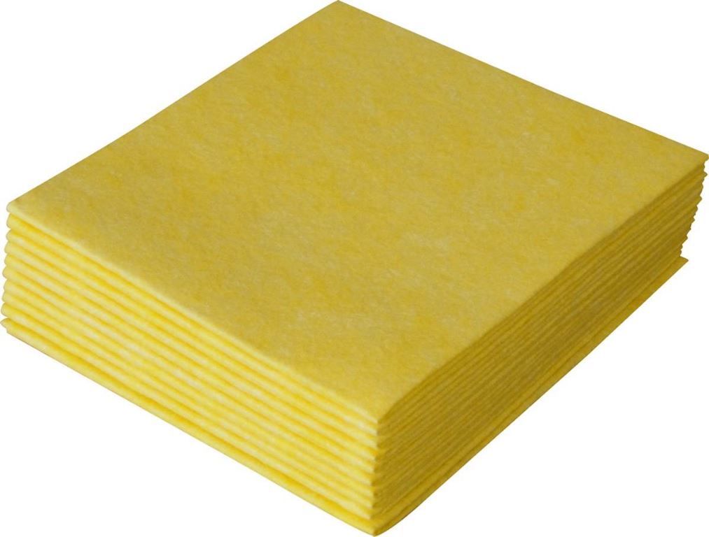 Lavette non tissée absorbante 38x40cm jaune - Paquet de 10