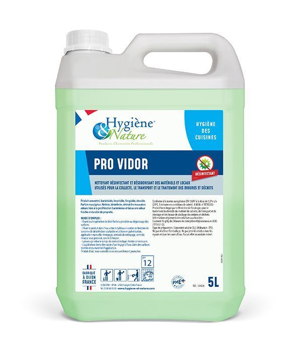 Détergent désinfectant odorisant Pro Vidor - HYGIENE ET NATURE - Bidon de 5l