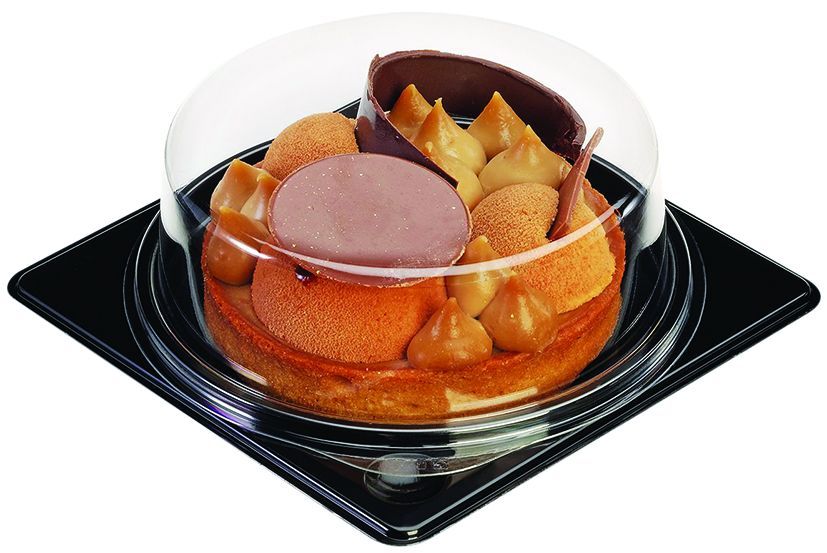 Boite tarte PS noire avec couvercle 12x12cm - ALPHA FORM - Carton de 720