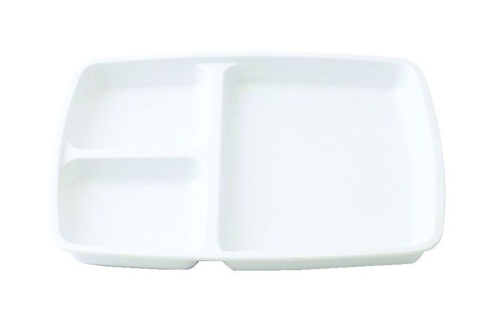 Plateau repas mélamine 3 compartiments 25x21cm - PLASTOREX - Carton de 6