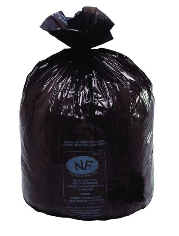 Sac poubelle PEBD noir norme NF EN 13592 100L - Carton de 250