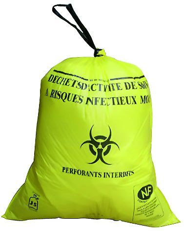 Sac poubelle PEBD DASRI jaune 50l - JET SAC - Carton de 600