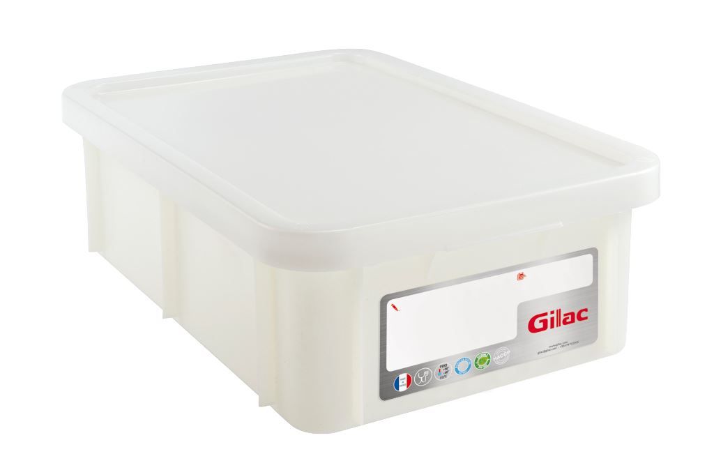 Bac gerbable PEHD HACCP 25l + couvercle blanc - GILAC - A l'unité