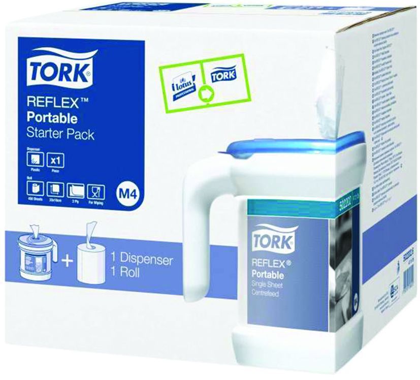 Kit distributeur portable avec 1 bobine 450 formats Reflex M4 - TORK - A l'unité