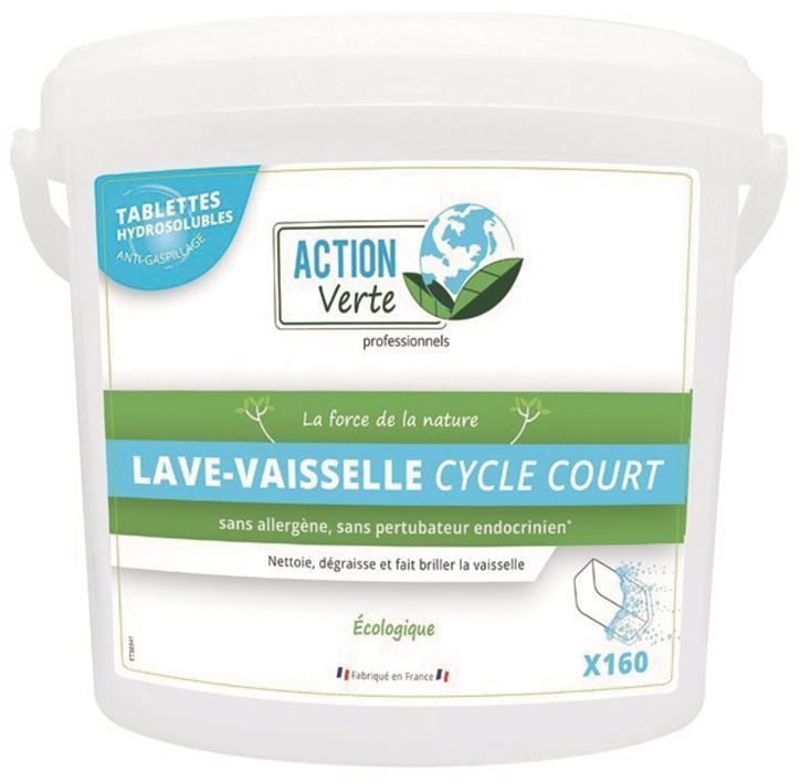 Pastilles lave vaisselle cycle court - ACTION VERTE - Seau de 160 pastilles