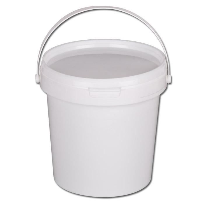 Seau étanche plastique blanc avec couvercle 10,7L - Carton de 10