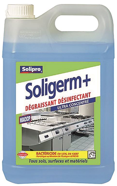 Dégraissant désinfectant multi usages Soligerm + - SOLIPRO - Bidon de 5l