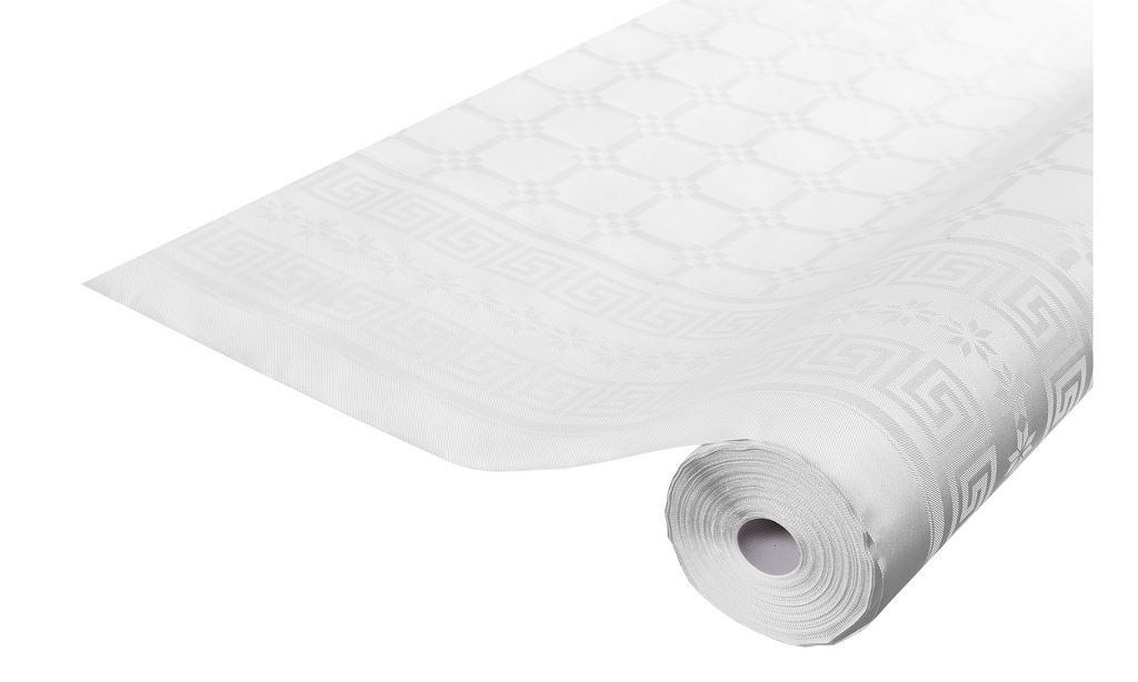 Nappe papier damassé 1,20m blanche - CGMP - Rouleau de 10m