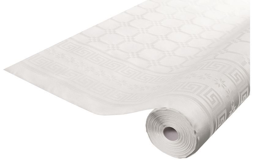 Nappe papier damassé 1,20m blanche - CGMP - Rouleau de 100m
