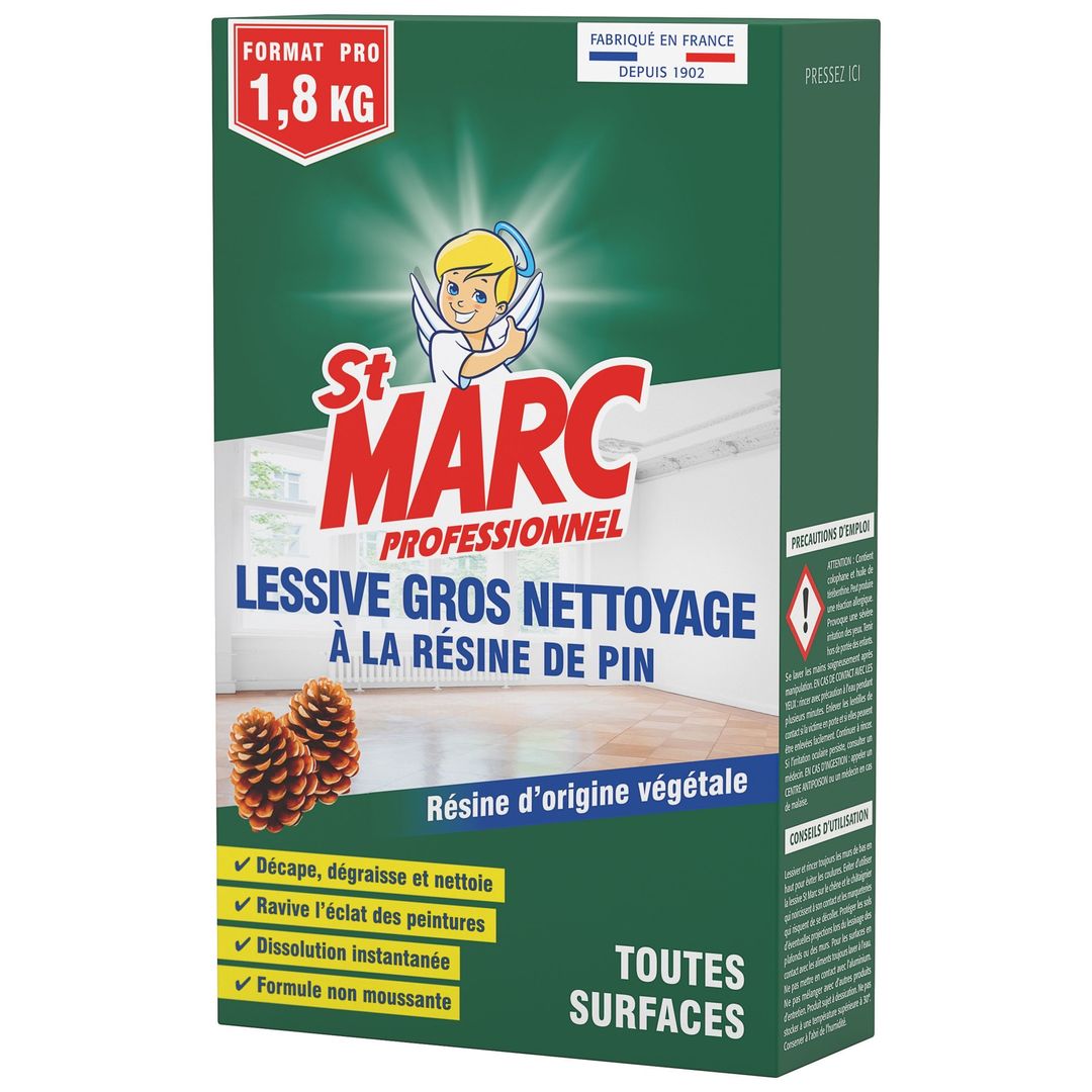 Lessive linge poudre à la résine de pin - ST MARC - Paquet de 1,8kg