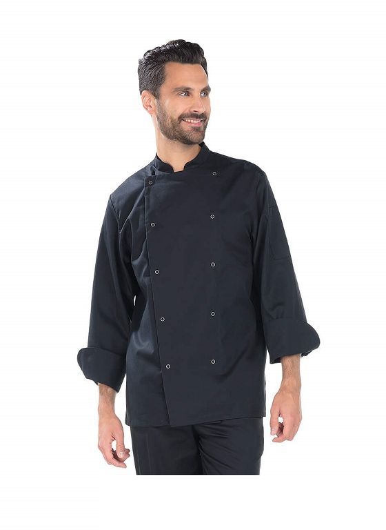 Veste de cuisine polycoton noire manches longues Jimmy - REMI CONFECTION - A l'unité