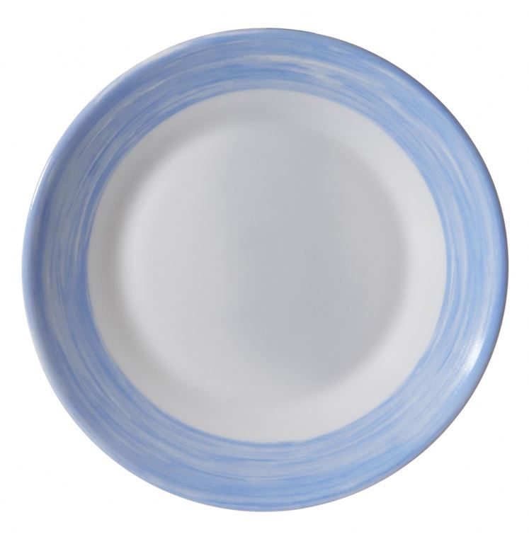 Assiette plate verre trempé Restaurant Brush bleu 23,5cm - ARCOROC - Carton de 6