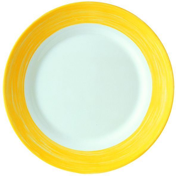 Assiette plate verre trempé Restaurant Brush jaune 15,5cm - ARCOROC - Carton de 6