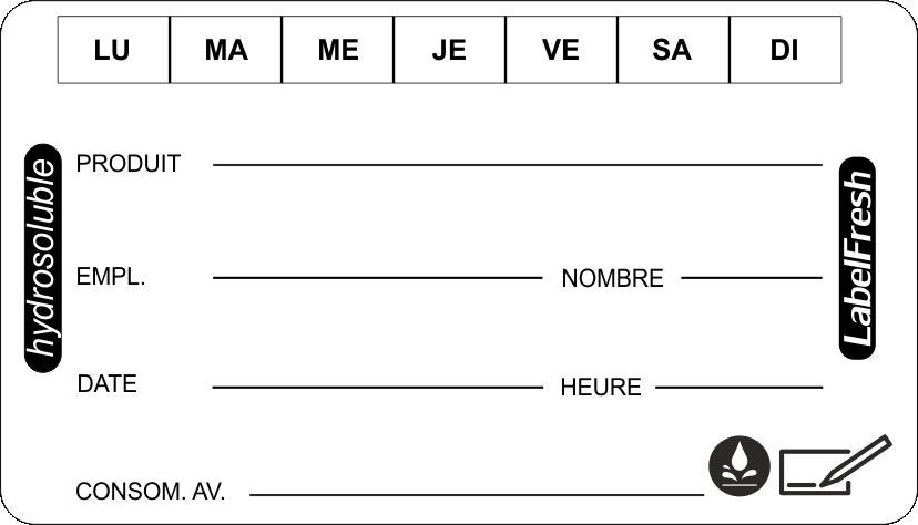 Etiquette de traçabilité alimentaire 100% soluble 70x45mm - LABELFRESH - Rouleau de 250