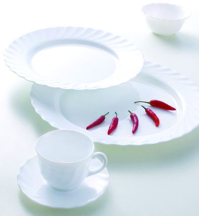 Assiette plate verre trempé Feston Caracas 25cm - ARCOROC - Carton de 6