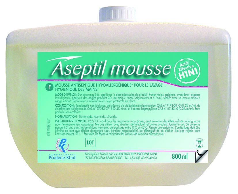 Savon mousse mains Aseptil - PRODENE KLINT - Carton de 8x800ml