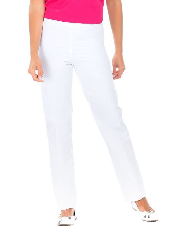 Pantalon polyester sergé blanc taille élastique Manu - REMI CONFECTION - A l'unité