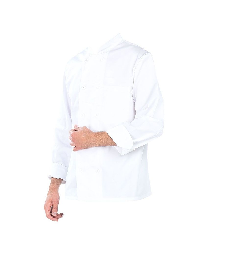Veste de cuisine homme 100% coton blanc manches longues - A l'unité