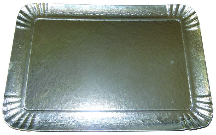 Plateau traiteur carton 42x28cm argent - Paquet de 25