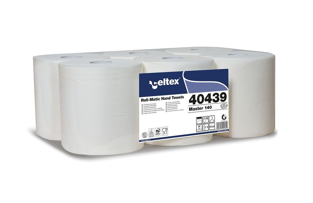 Rouleau d'essuie mains 2 plis blanc Autocut 140m - Carton de 6