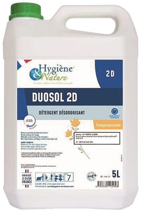 Détergent 2D Duosol Pamplemousse - HYGIENE ET NATURE - Bidon de 5l