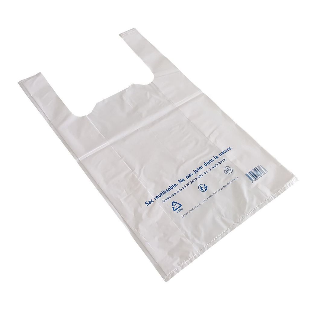 Sac bretelle réutilisable 30x14x54cm blanc - Carton de 400