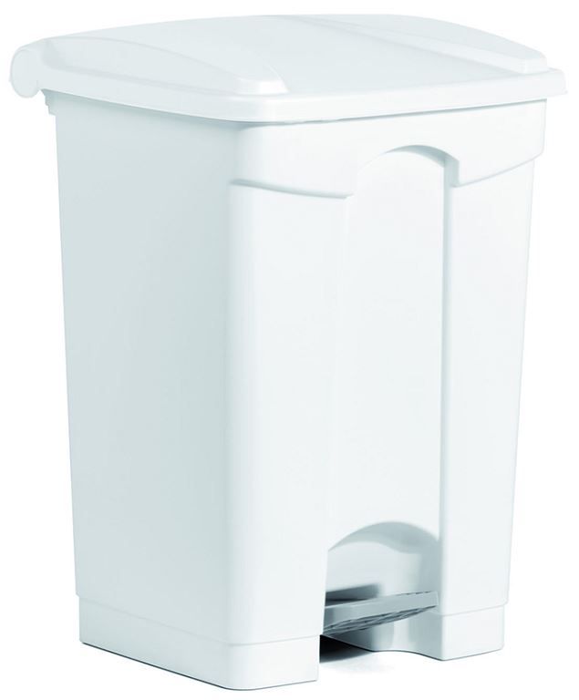 Collecteur déchets à pédale PP blanc 45l - A l'unité