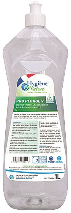 Détergent liquide plonge manuelle Pro Plonge V - HYGIENE ET NATURE - Flacon de 1l