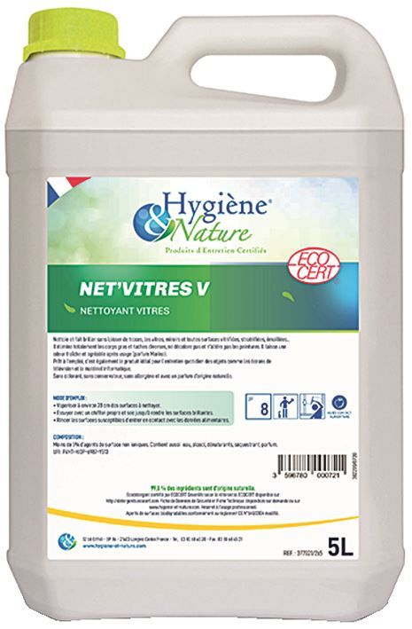 Nettoyant vitres Net'Vitres V - HYGIENE ET NATURE - Bidon de 5l