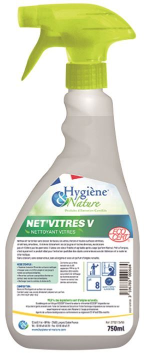 Nettoyant vitres Net'Vitres V - HYGIENE ET NATURE - Flacon de 750ml