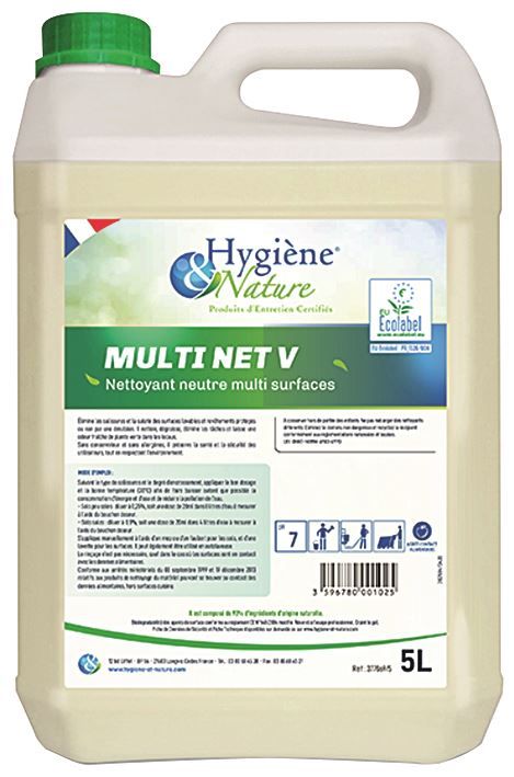 Détergent neutre écologique Multi Net V - HYGIENE ET NATURE - Bidon de 5l