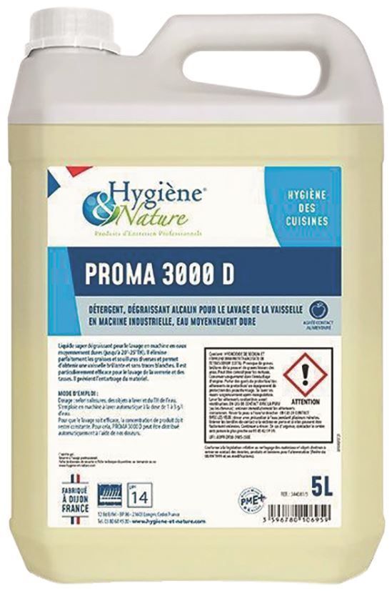 Détergent liquide lave vaisselle Proma 3000 D - HYGIENE ET NATURE - Bidon de 5l