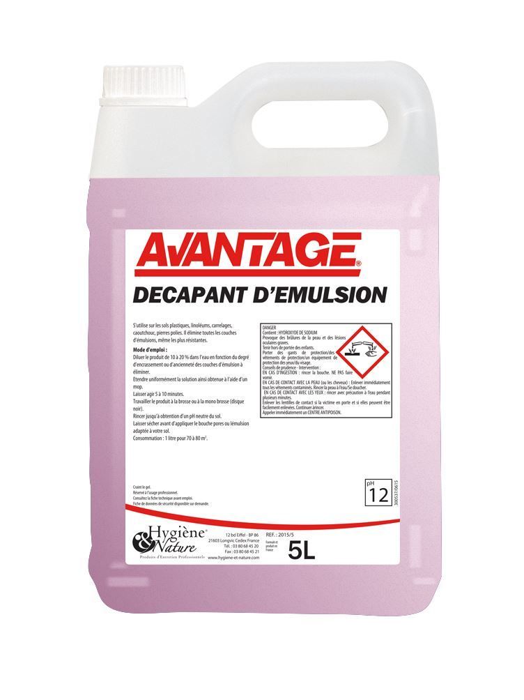 Décapant avec rinçage Avantage - HYGIENE ET NATURE - Bidon de 5l