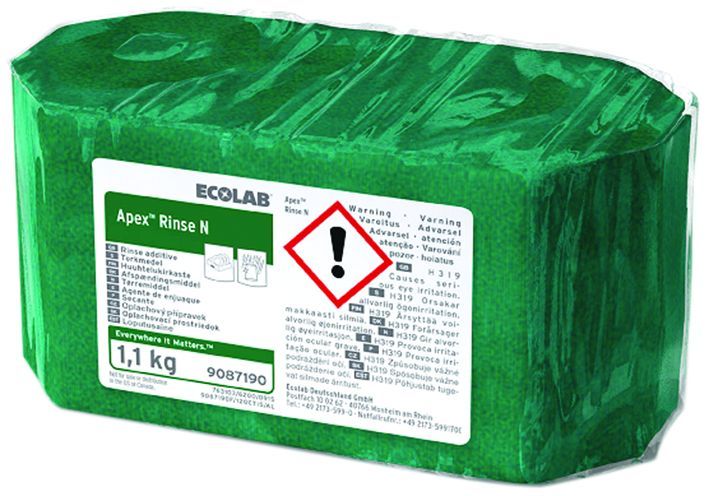 Additif de rinçage solide vaisselle Apex Rinse N - ECOLAB - Carton de 2x1,1kg