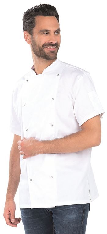 Veste de cuisine homme polycoton blanc manches courtes Jim - REMI CONFECTION - A l'unité