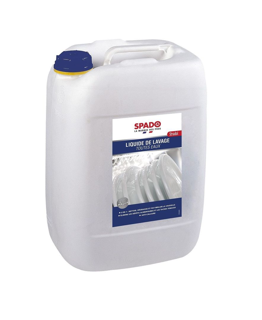 Détergent liquide lave vaisselle non chlore toutes eaux - SPADO - Bidon de 25l
