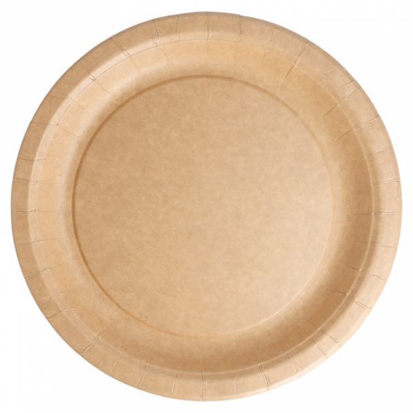 Assiette carton 100% biodégradable naturel 22cm - GDP - Carton de 400