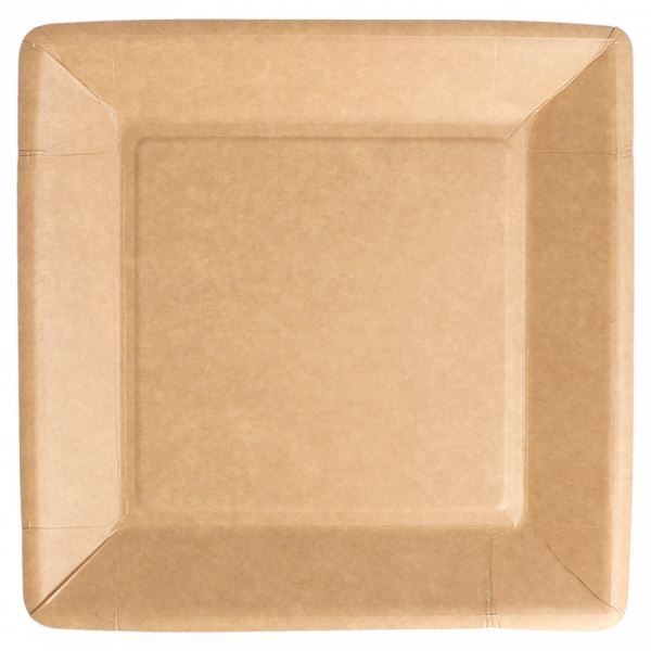 Assiette carton 100% biodégradable naturel 18x18cm - GDP - Carton de 400