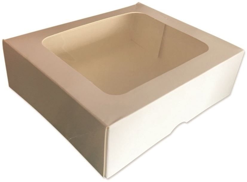 Boite repas carton blanc avec fenêtre 33x18x10cm - Paquet de 15