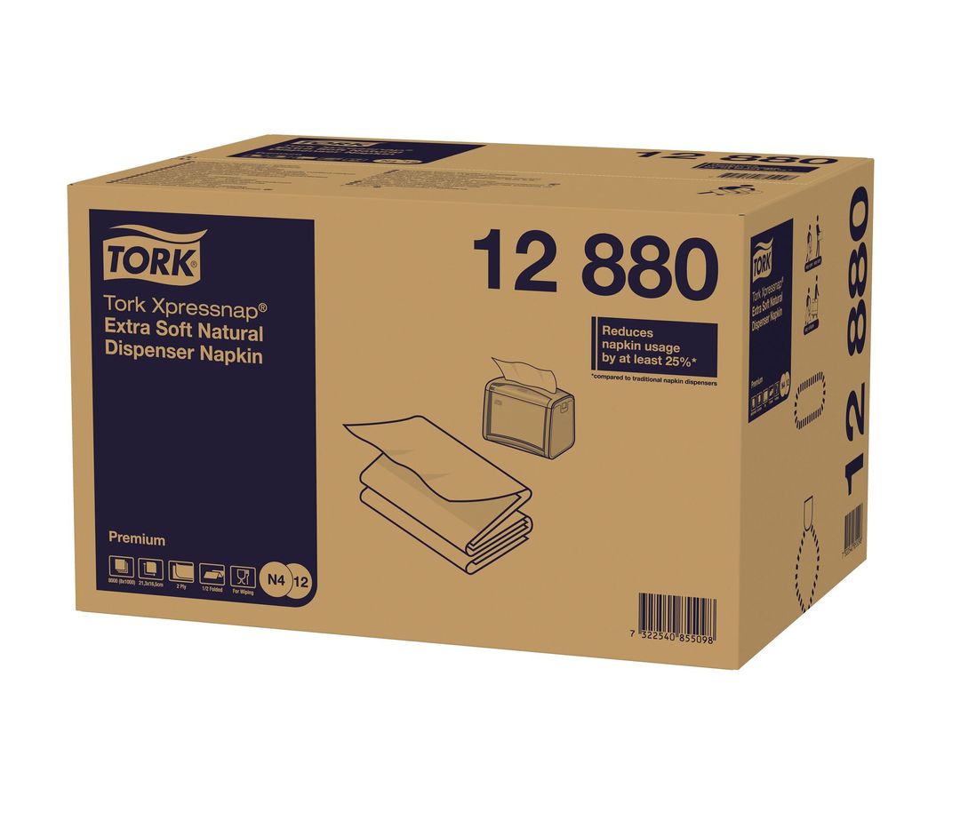 Serviette ouate 2 plis 21,3x16,5cm nature N4 - TORK - Carton de 8000