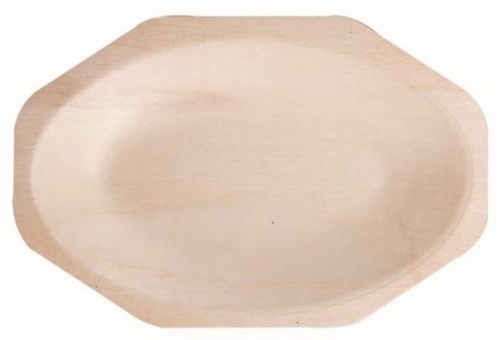 Assiette bois peuplier octogonale 20x13cm - GDP - Carton de 200
