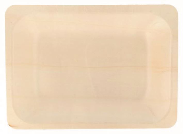 Assiette bois peuplier rectangle 19,5x14cm - GDP - Carton de 200