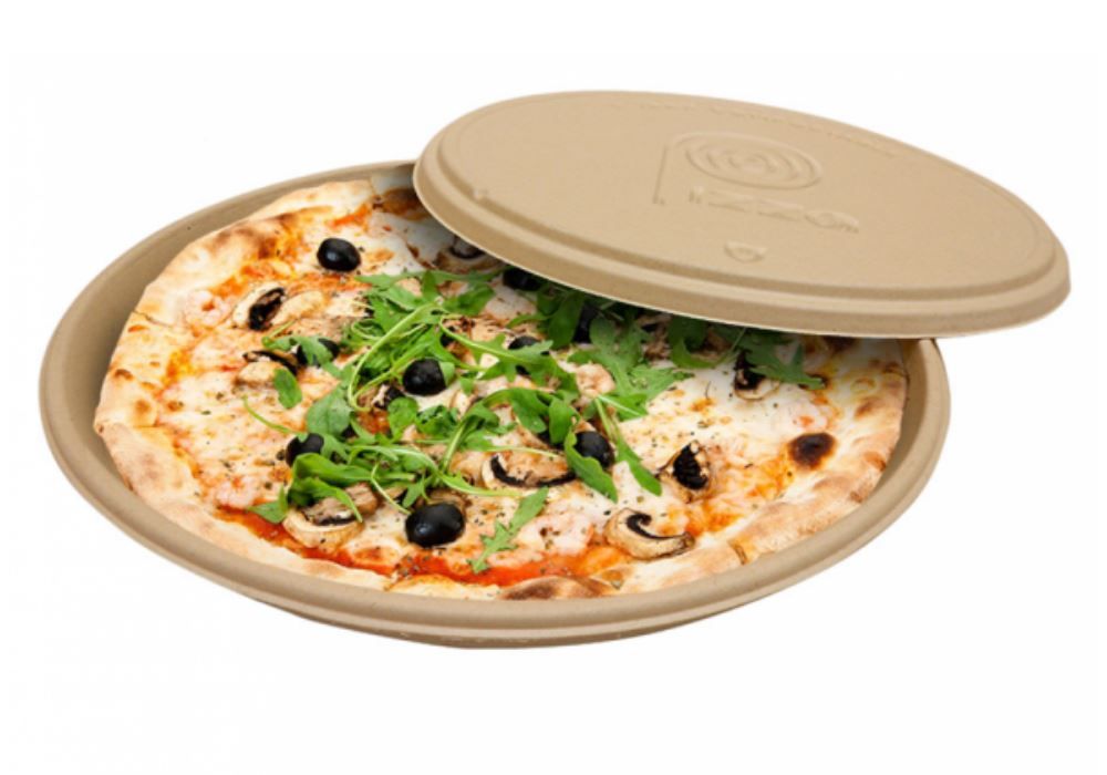 Plat à pizza bagasse marron 35,7cm - GDP - Carton de 150