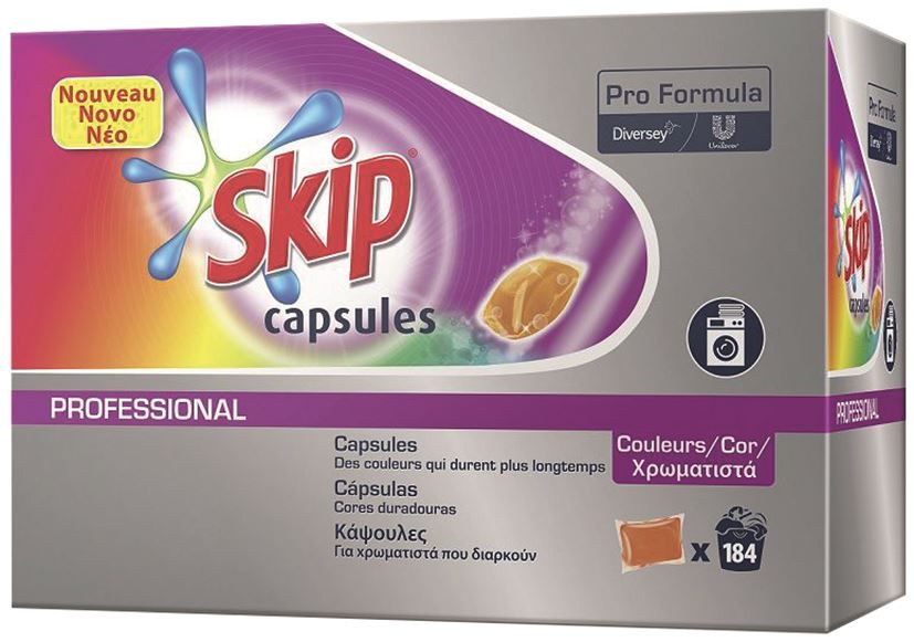 Lessive capsule pour textiles de couleurs - SKIP - Carton de 184