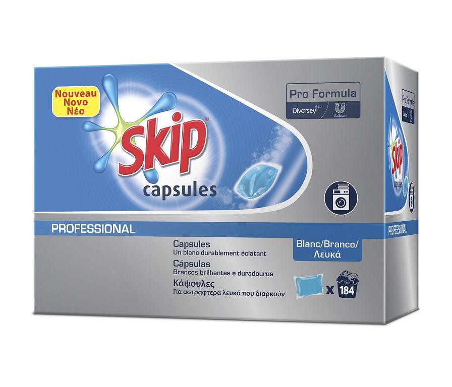 Lessive capsule pour textiles blancs - SKIP - Carton de 184