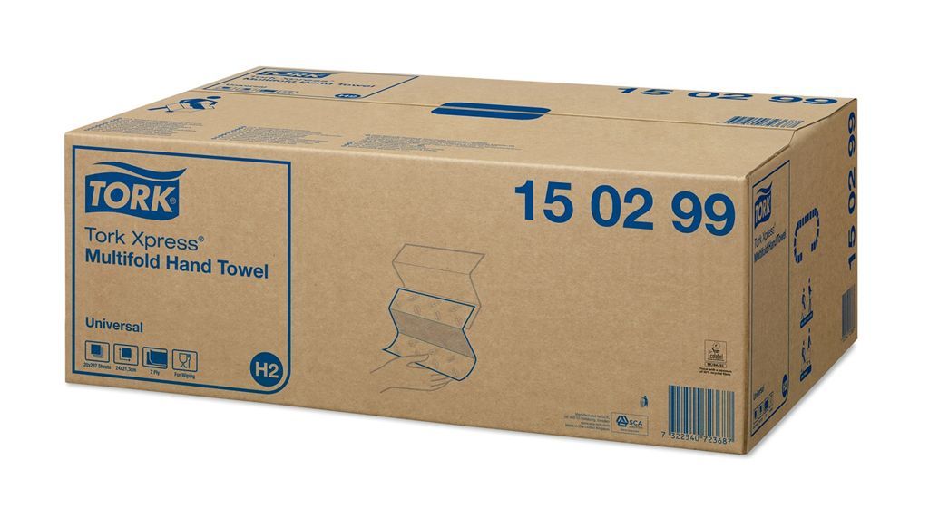 Essuie mains enchevêtré 2 plis 23x21cm blanc Universal H2 - TORK - Carton de 4740