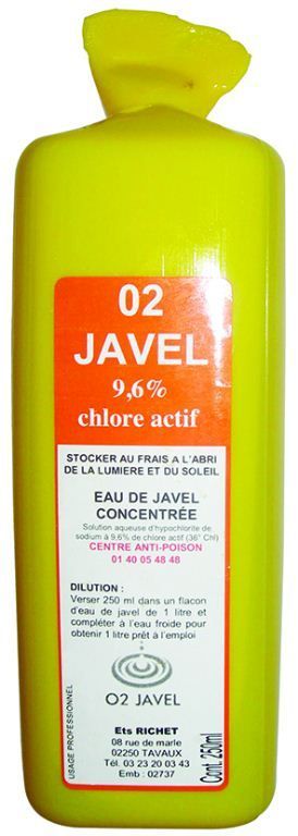 Eau de javel concentrée à 9,6% de chlore actif