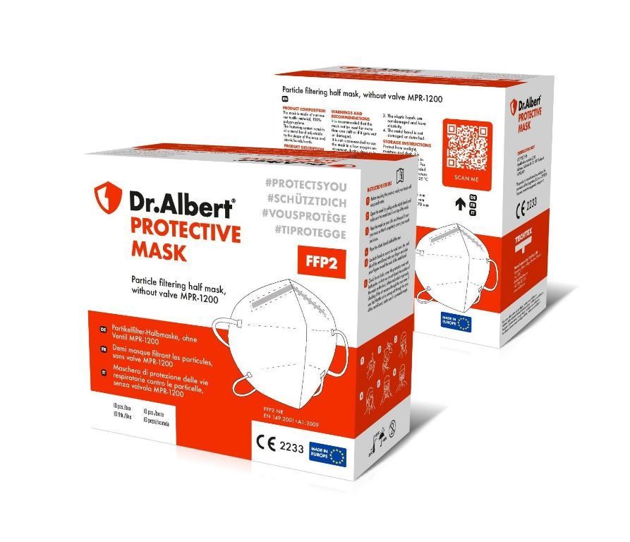 Masque protection respiratoire blanc FFP2 - DR. ALBERT - Boite de 10