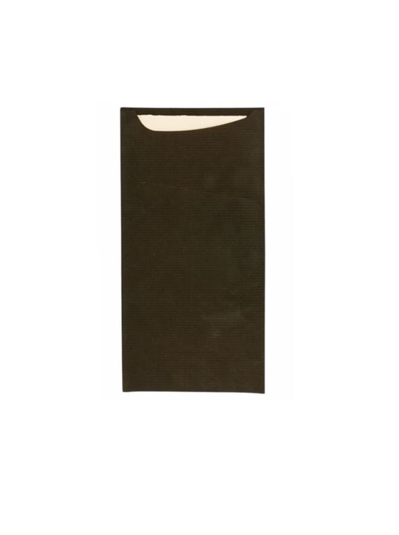 Sacchetto kraft noir avec serviette ouate 2 plis - GDP - Carton de 400